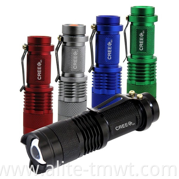 Mini Flexible Flashlight Adjustable Focus LED Flashlight Zoom Porket Torch Aluminum Flashlight with Strobe